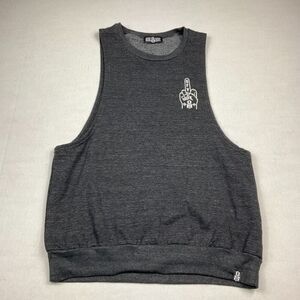 Rebel 8 GFY Womens Fleece Muscle Tank Gray Sleeveless Shirt Casual Top SMALL